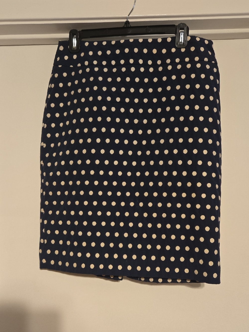 Charter Club Navy Pencil Skirt with White Polka Print